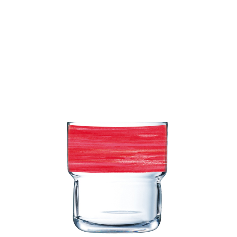 Arcoroc, Brush Cherry - Stapelbecher Log Nr. FB22, Inhalt: 220 ml, H: 79 mm, D: 73 mm