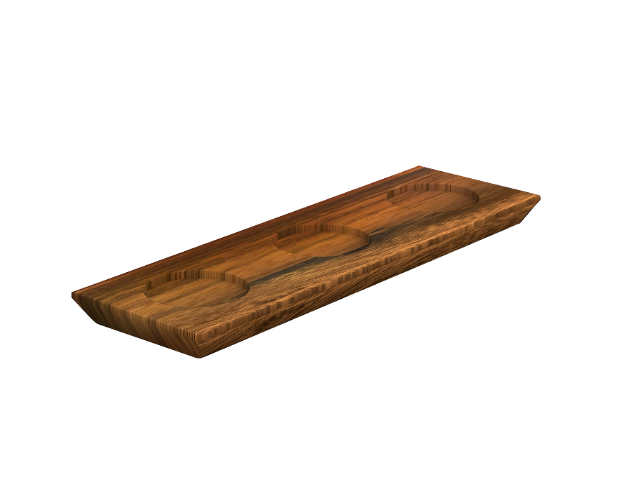 Playground, Akazie - Servierbrett schmal m. 3 Vertiefungen 32 x 11 cm