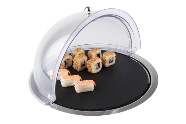 RolltopSet 3-teilig D: 38 cm, H: 24 cm, 1 Edelstahltablett D: 38 cm, 1 RolltopHaube D: 38 cm