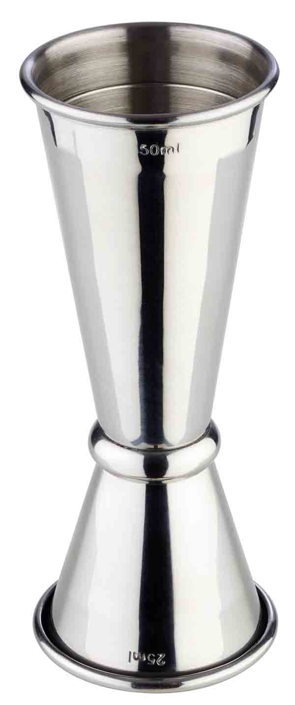 Barmaß D: 4 cm, H: 11 cm, I: 2,5 / 5 cl, Edelstahl, mit Füllstrich