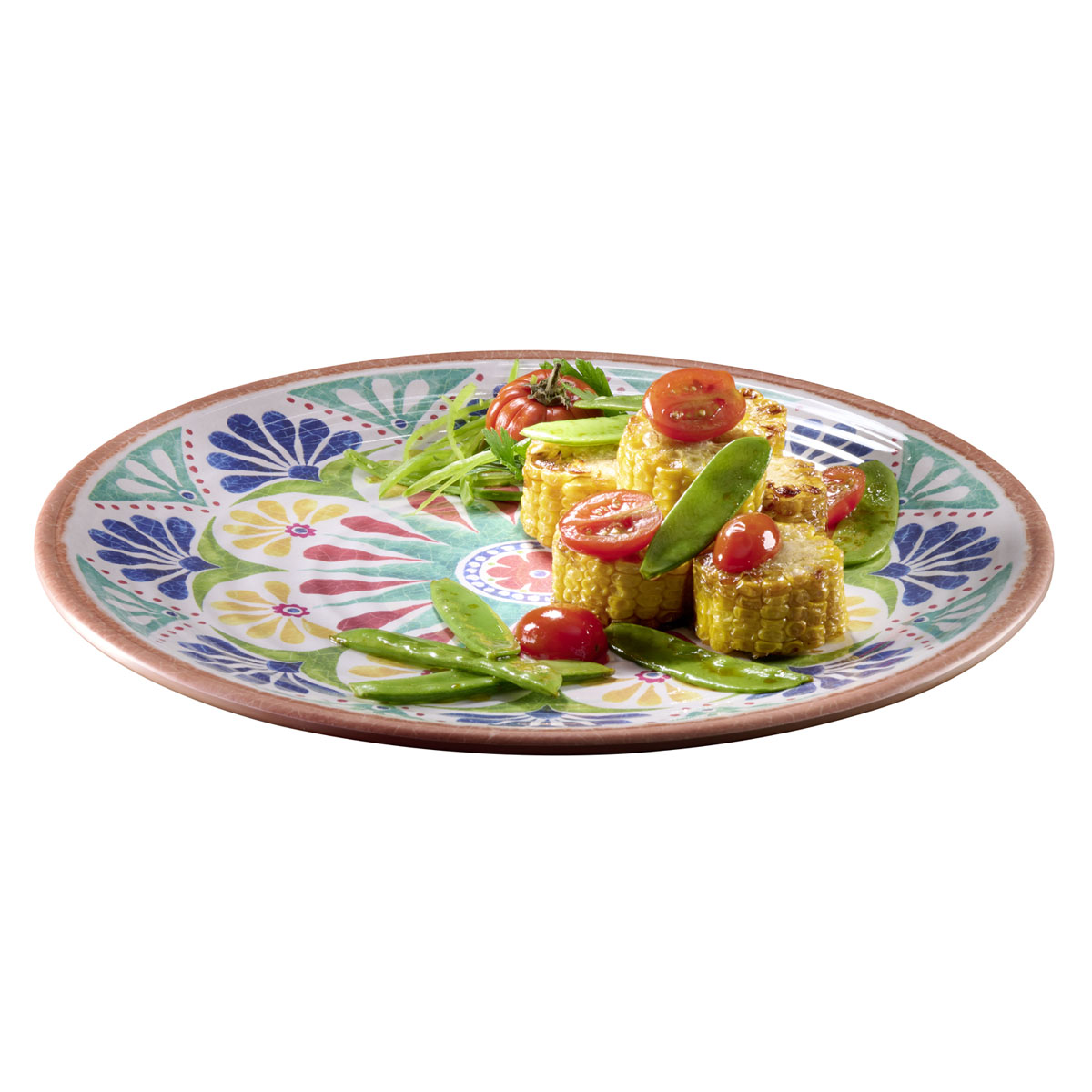 Teller ARABESQUE, Melamin,D: 33 cm, H: 2 cm, innen: Dekor, aussen: Terrakottaoptik