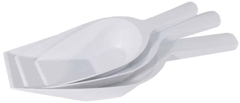 Abwiegeschaufel weiß, I: 0,5 ltr., 19 x 10 cm, L: 31 cm, PP
