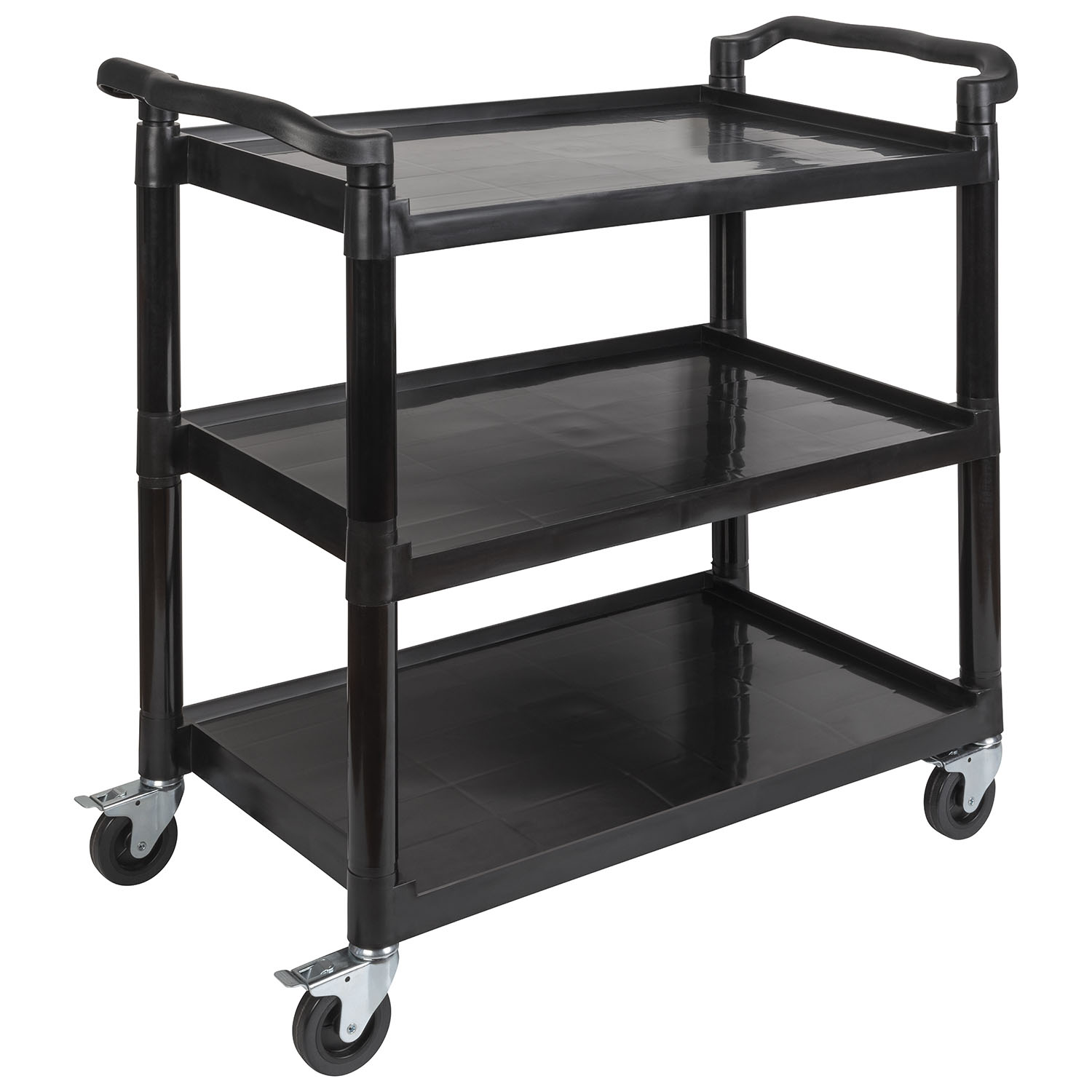 Servier-, Transportwagen READY, Polypropylen schwarz, Alu-Rahmen, 3 Boeden, max. 50 kg/ Boden, 108 x 50 x 96 cm