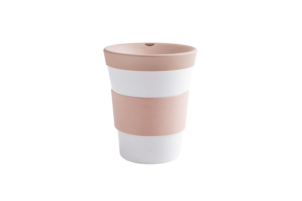 Kahla, Cupit - Becher mit Trinkdeckel 0,35 ltr., Banderole glatt: pastel rose