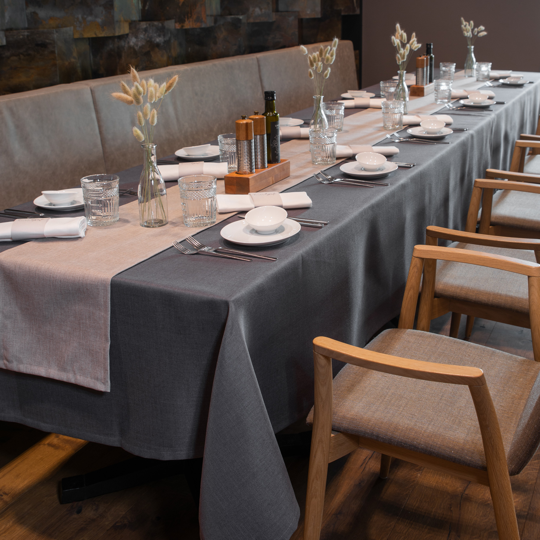 Serviette Panama - Uni-Polyestergewebe m. melierter Optik