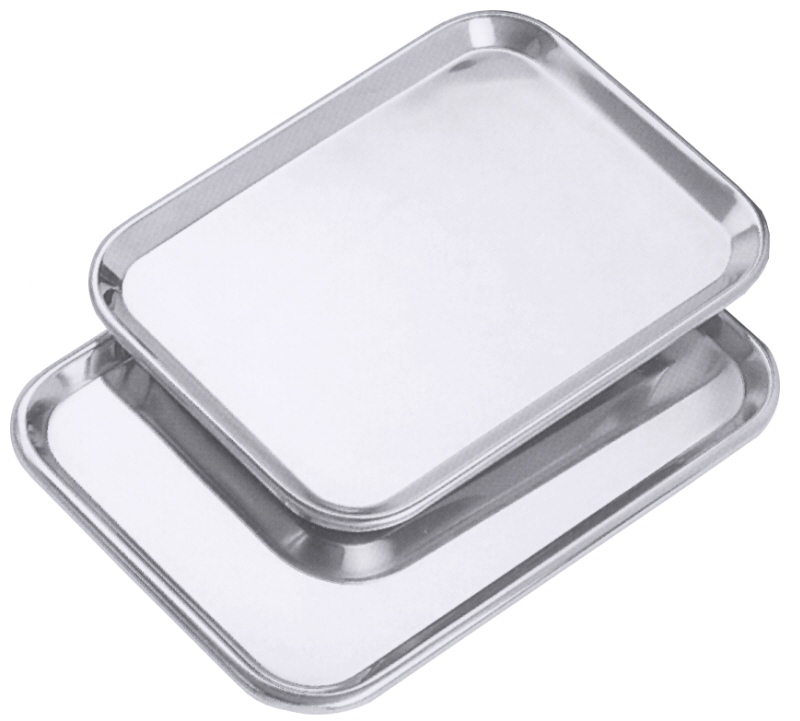 Ausstelltablett, rechteckig, gebördelter Rand, Edelstahl, 21 x 16 x 1 cm