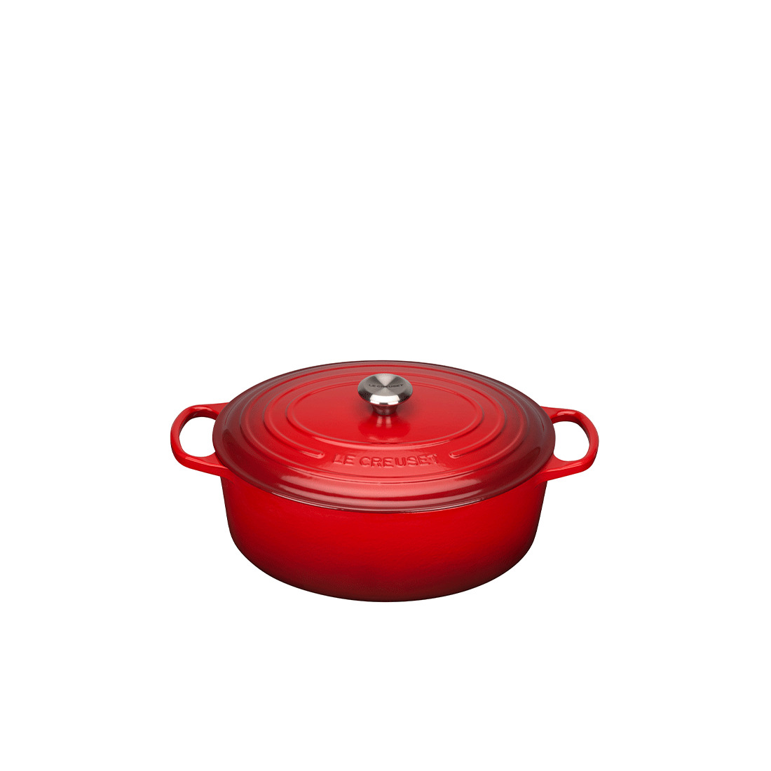 Le Creuset, Gusseisen - Bräter oval Signature, 35 cm/ 8,9 ltr., Fb. Kirschrot