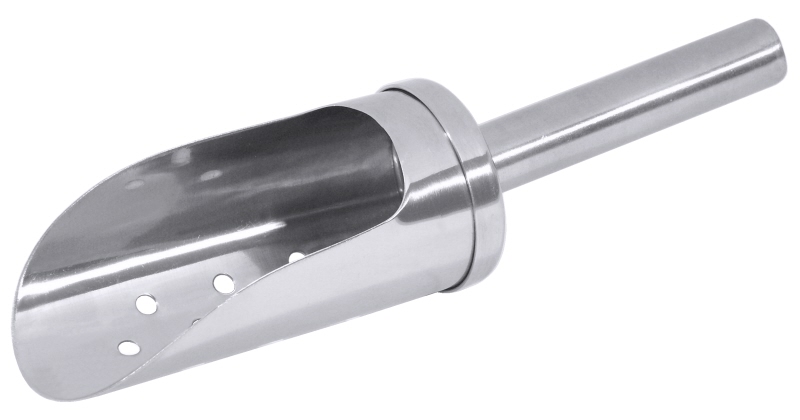 Eisschaufel, perforiert, Hohlgriff, Edelstahl, L: 18,5 cm, D: 5 cm, Schaufellänge: 10 cm