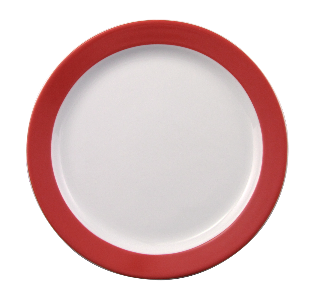 Eschenbach, Color - Dessert-, Vorspeisen-Teller, flach Fahne, weiss/ rot, 24 cm