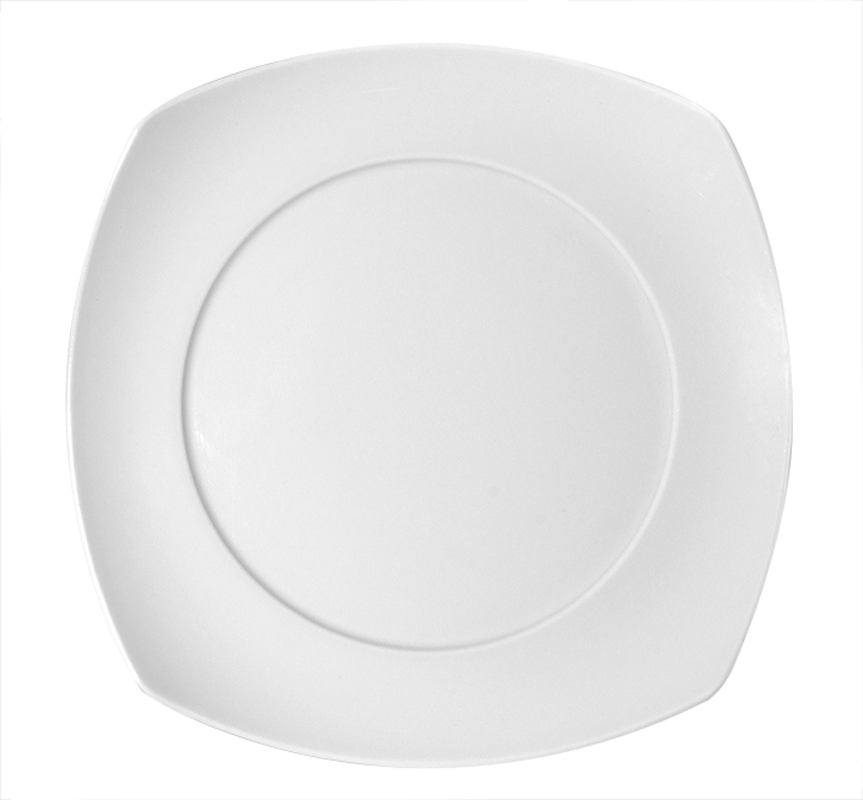 Bauscher, Options - Teller flach coup 4-eckig m. Spiegel, weiss, uni, 27 cm