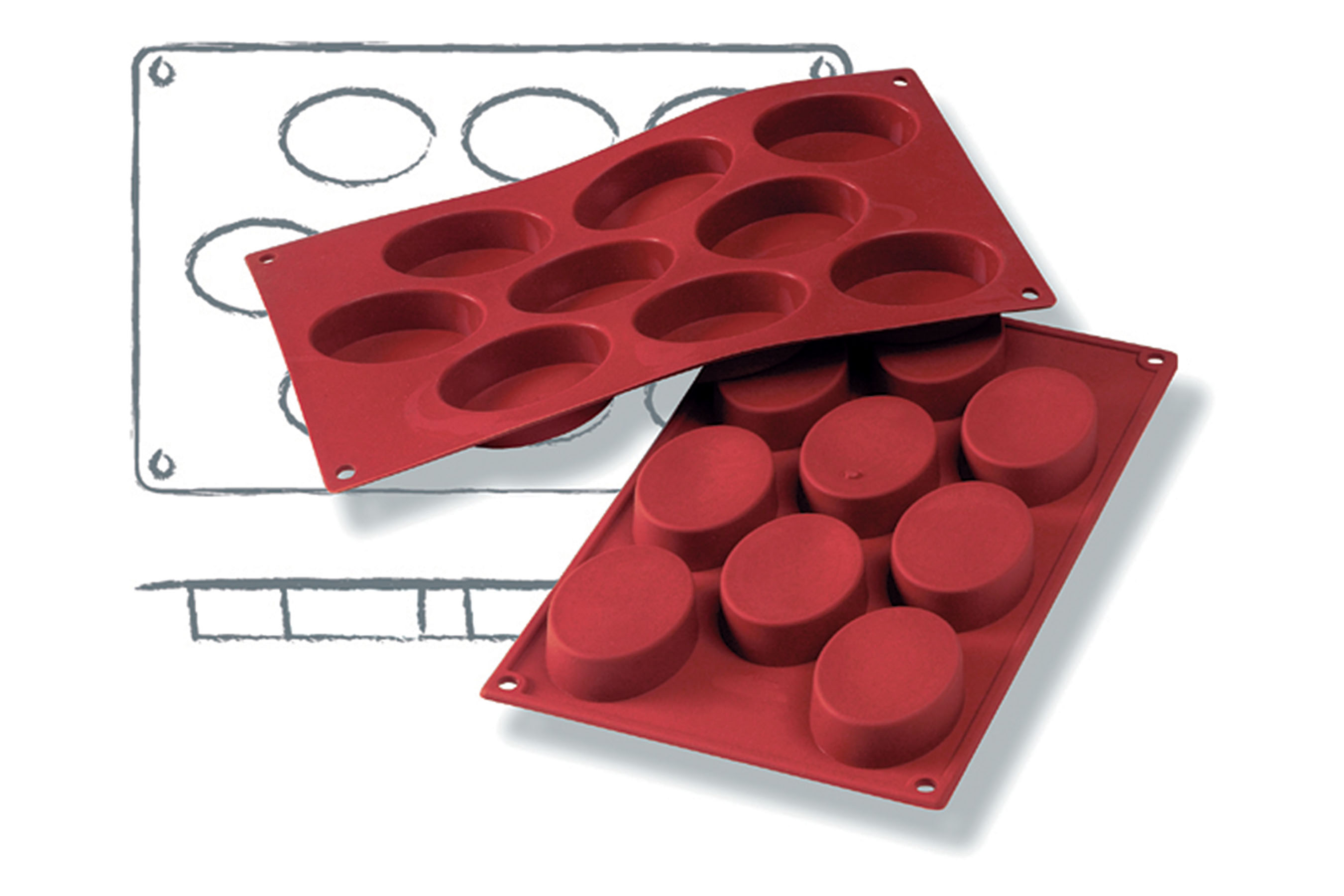 Silikon - Backform, Oval, D: 70 x 50 mm, H: 20 mm