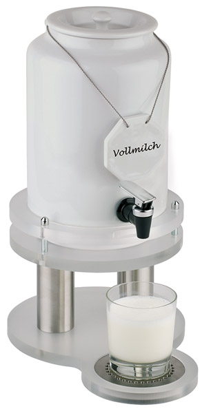 Milchkanne TOP FRESH, 31 x 21 cm, H: 42 cm, 4 ltr., Porzellan, Acryl, Edelstahl zum Beschriften