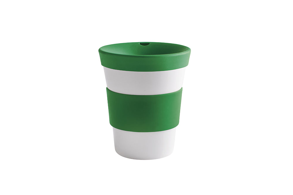 Kahla, Cupit - Becher mit Trinkdeckel 0,35 ltr., Banderole glatt: smaragd green