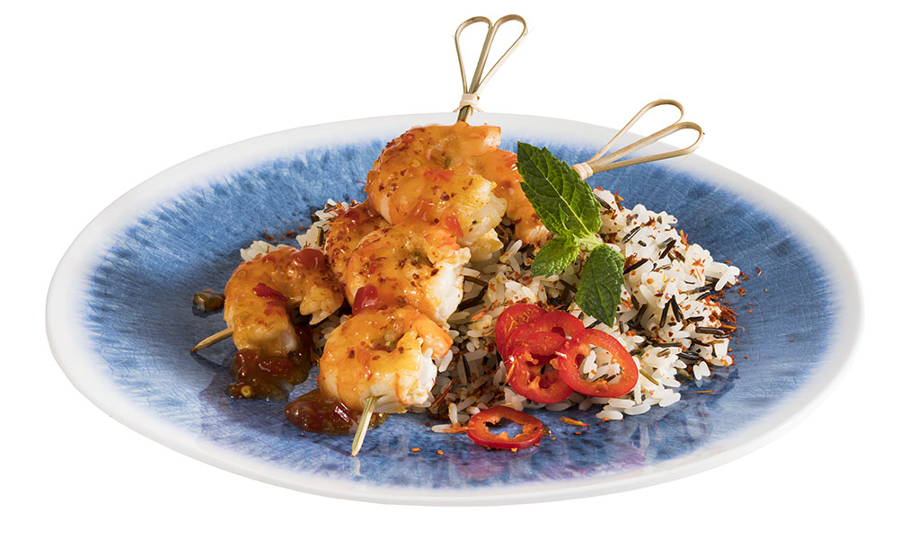 Teller BLUE OECEAN, Melamin, D: 26,5 cm, H: 2 cm, innen: Dekor, blau außen: weiss