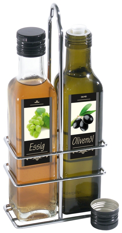 Menage Öl/Essig, verchromter Draht, I: 0,25 ltr., 11 x 6 x 25,5 cm
