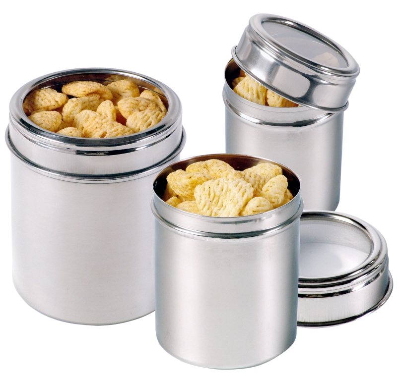 Dose mit Sichtdeckel, I: 4,5 ltr., D: 17,5 cm, H: 21 cm, Edelstahl