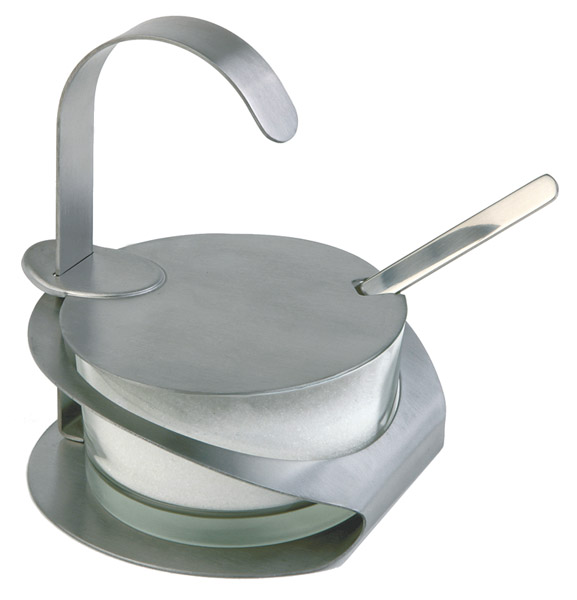 Parmesan-Menage PRO, D: 10,5 cm, H: 13 cm, Glas, 18/8 Edelstahl, mattiert, inkl. Löffel