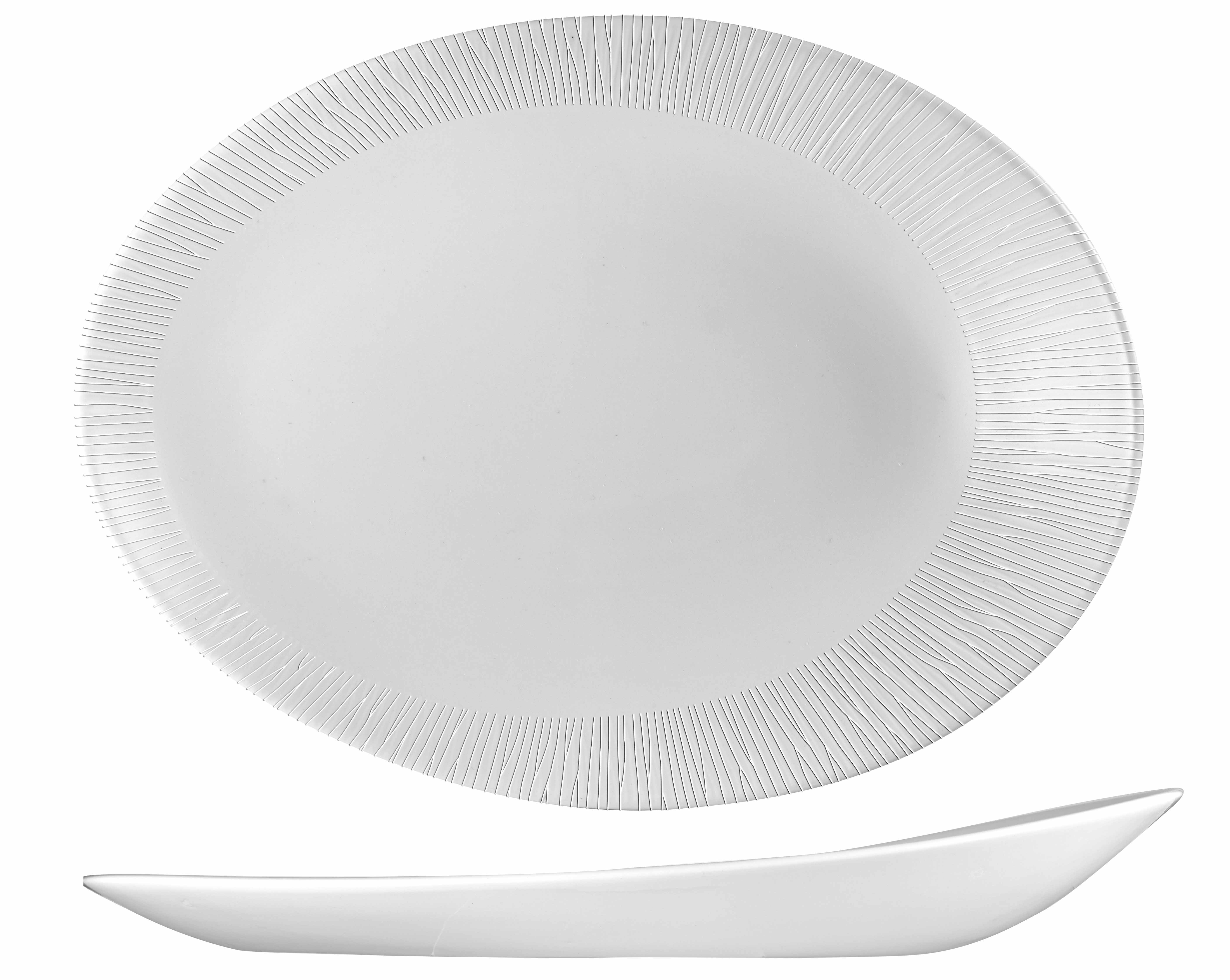 Churchill, Bamboo - Teller/ Platte oval, uni/ weiss, 29 x 22,7 x 3,8 cm