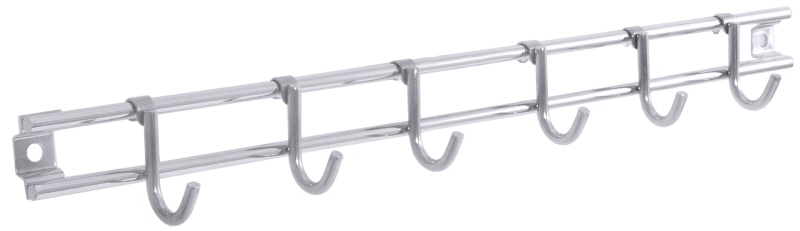 Hängeleiste, mit 6 Haken, Edelstahl, 33,5 x 2,3 cm