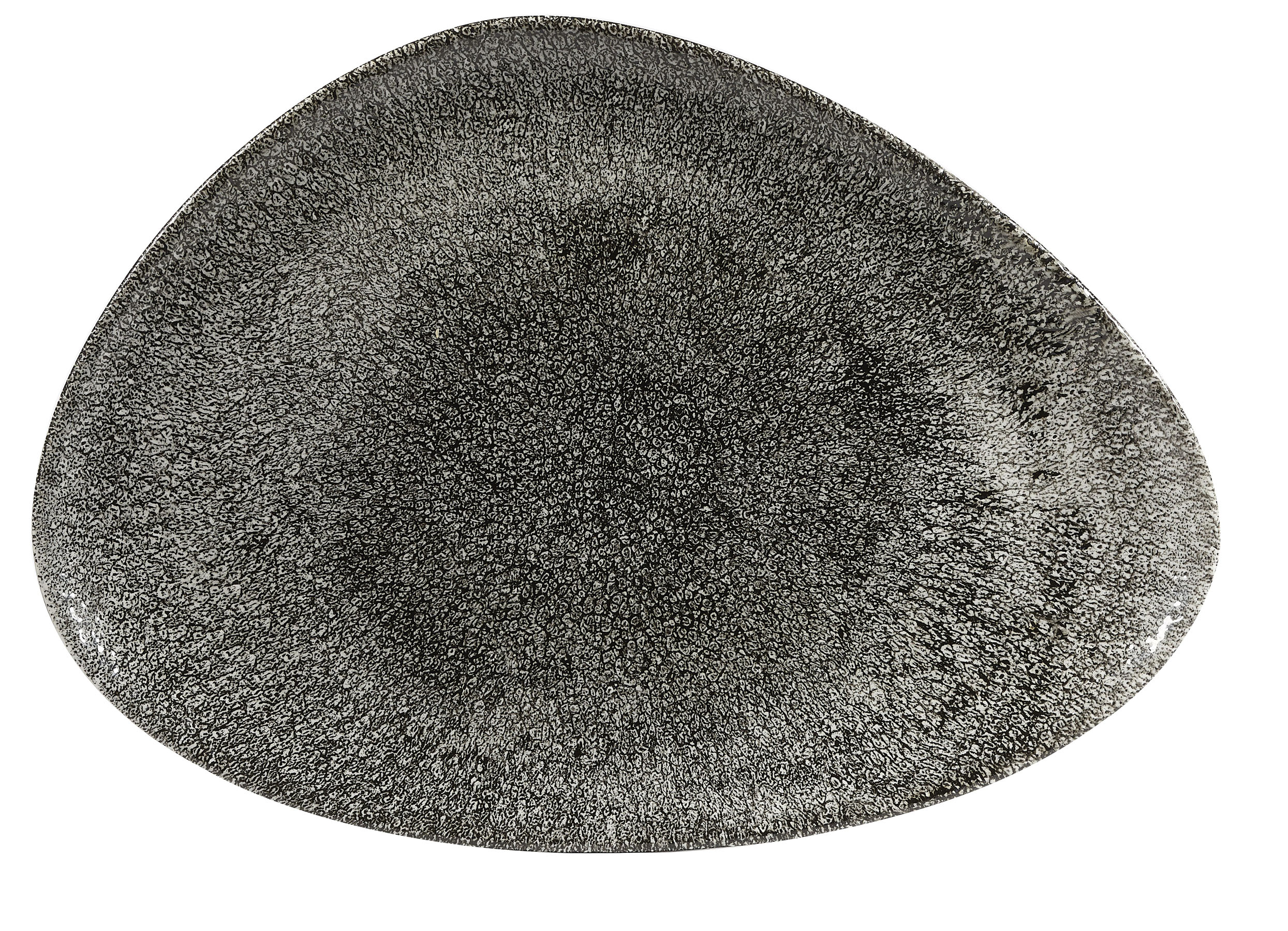 Churchill, Raku : Quartz Black - Chefs Platte dreieckig, 35,6 x 25 cm