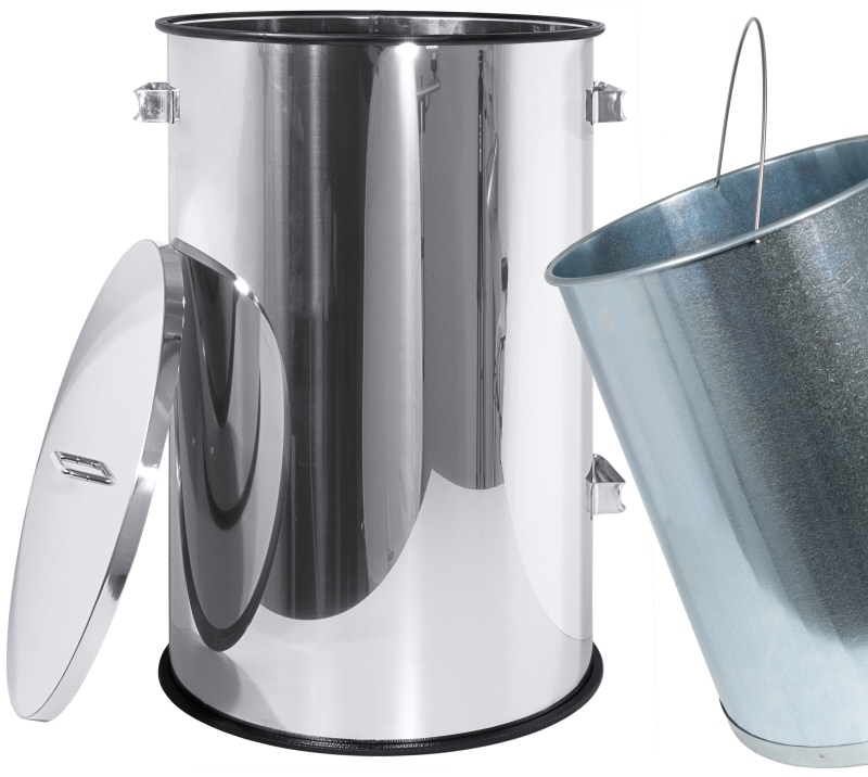Abfallbehälter mit Deckel, Edelstahl, I: 70 ltr., D: 40 cm, H: 60 cm