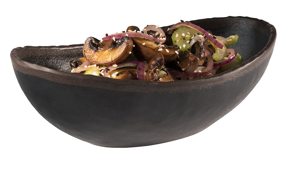 Schale MARONE 22 x 13 cm, H: 7,5 cm, 0,6 ltr., Melamin, schwarz, brauner Rand