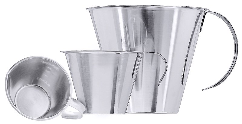 Messbecher ohne Fuß, I: 0,5 ltr., H: 11 cm, Edelstahl