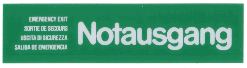 Wortschild NOTAUSGANG grün, Hartplastik, selbstklebend, 16 x 4 cm