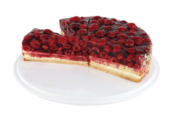 Tortenplatte D: 31 cm, H: 4 cm, Melamin, weiss, mit Antirutsch-Füßchen