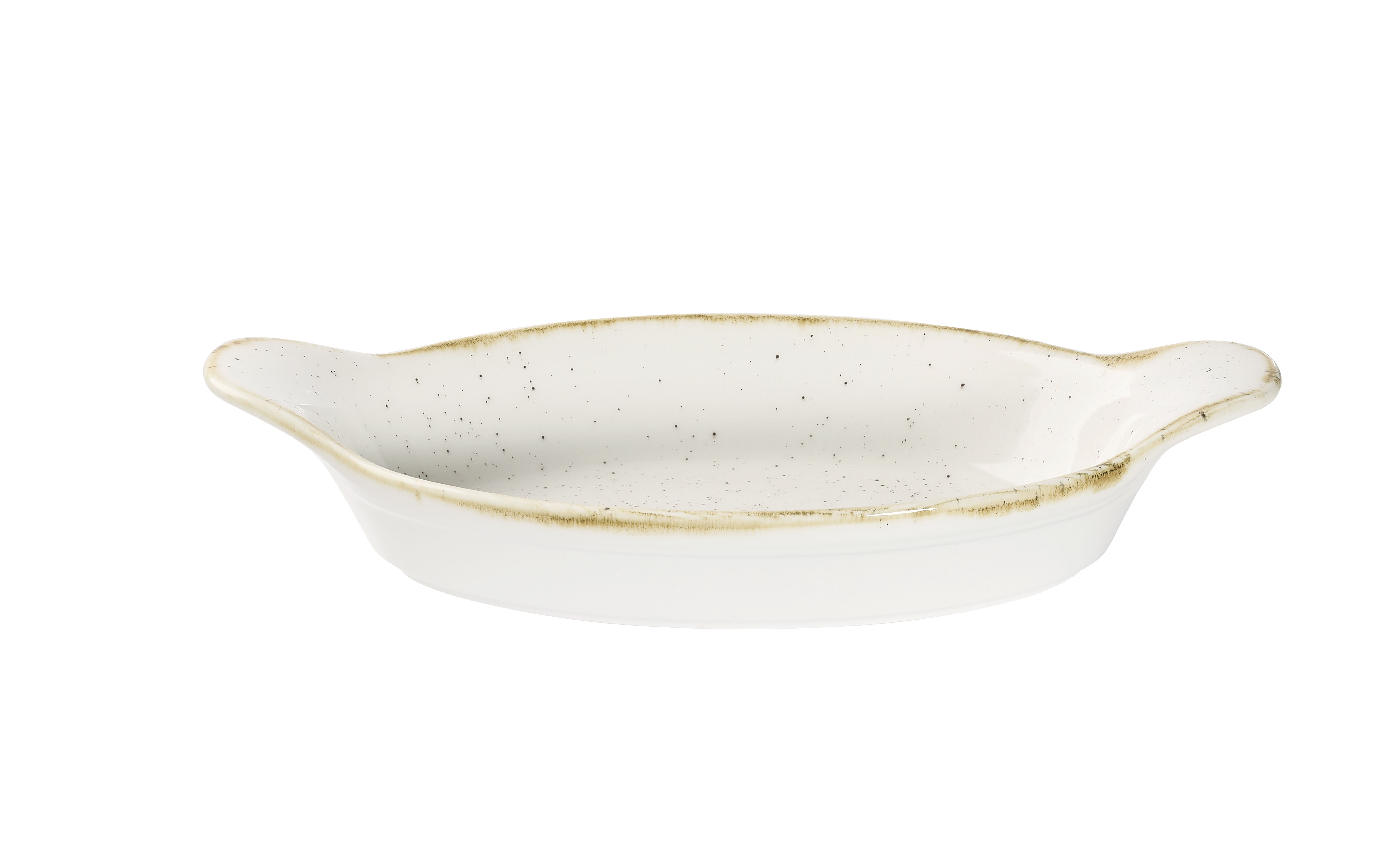 Churchill, Stonecast : Barley White - Auflauf-, Backform oval m. 2 Griffen, 20,5 x 11,3 cm/ 0,25 ltr