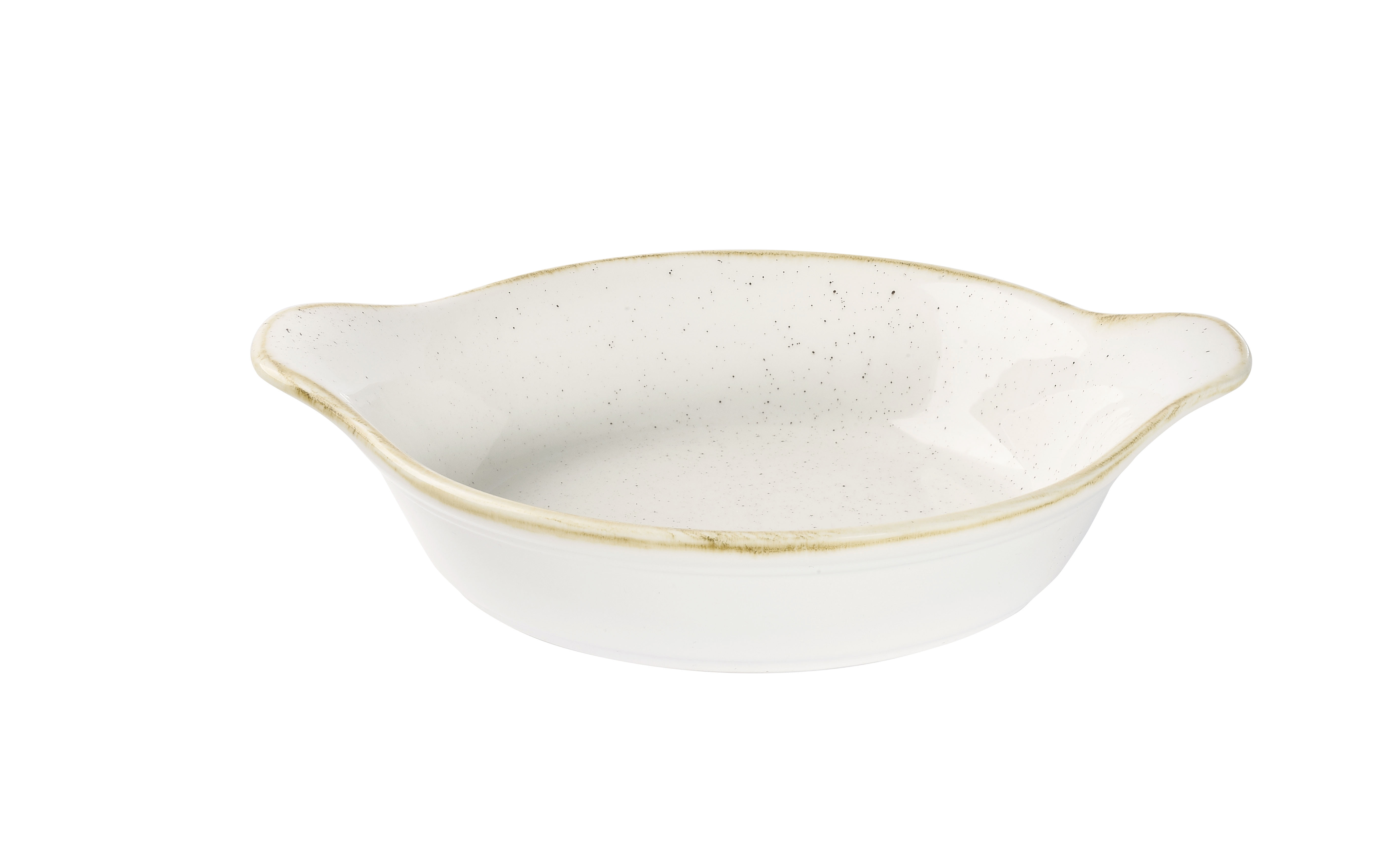 Churchill, Stonecast : Barley White - Backform rund m. 2 Griffen, 15 x 18 cm/ 0,3 ltr.