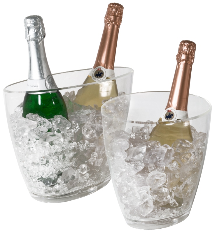 Sektkühler, oval, klares Acryl, für drei Flaschen, 48 x 21 x 24,5 cm