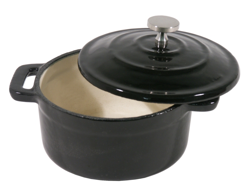 Mini Cocotte, rund, Eisenguss, schwarz, I: 0,25 ltr., D: 9 cm, H: 4 cm