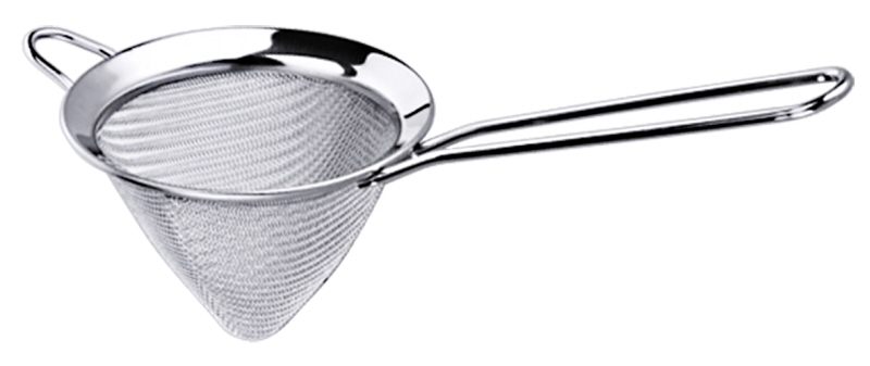 Passiersieb, spitz, klein, I: 0,1 ltr., D: 7,5 cm, L: 7,5 cm, Edelstahl