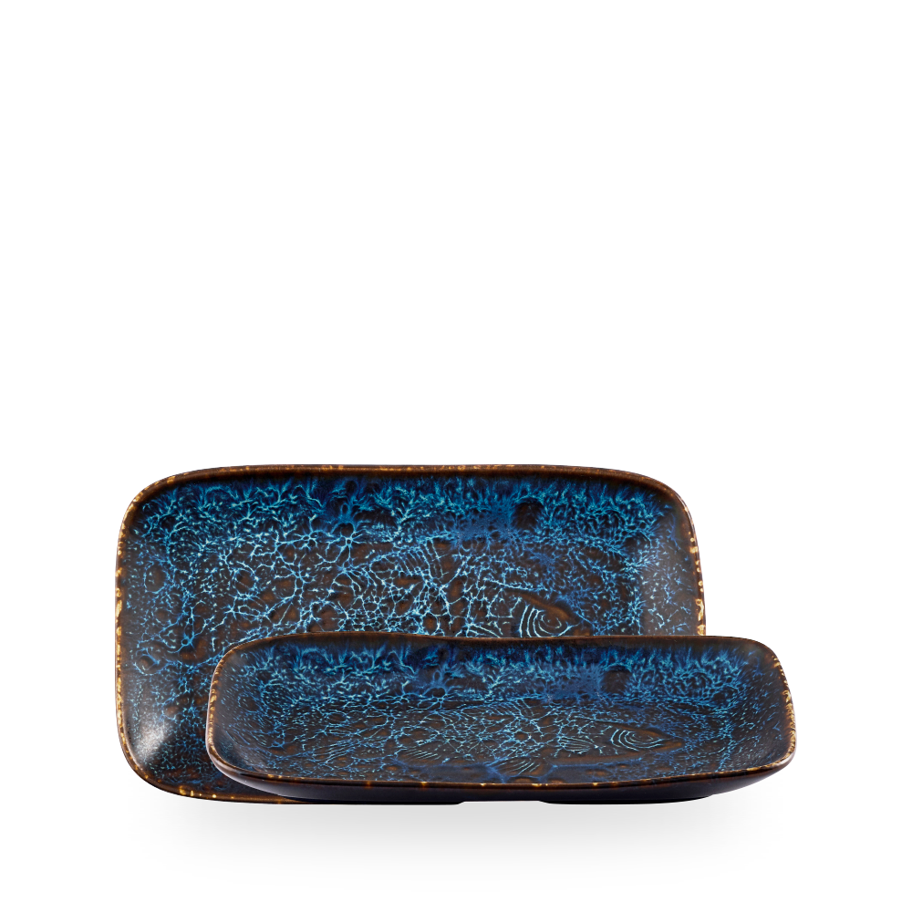 Churchill, Inked Fresco : Sapphire Blue - Tablett tief, natürliche Form, 26 x 15 cm