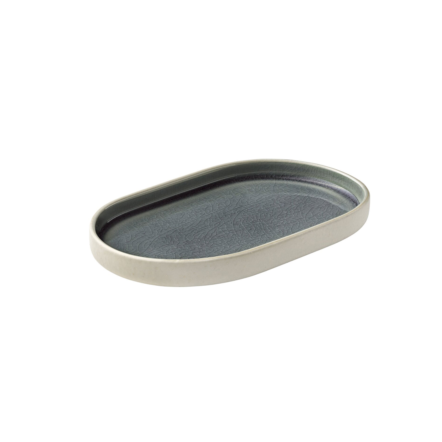 Playground, Steinzeug - NARA Grau : Platte oval, 18 cm